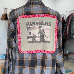 Upcycled Flannel w/ Vintage Graphic Tee Back Patch – Reworked Shirt